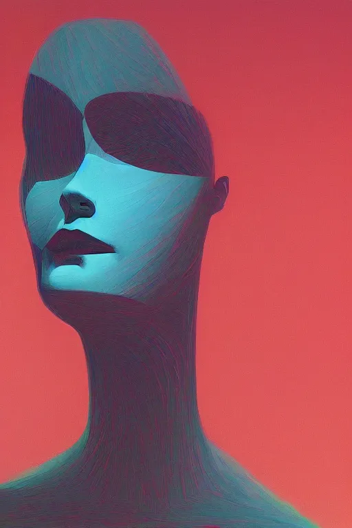 Image similar to woman wearing oculus and digital glitch head edward hopper and james gilleard, zdzislaw beksisnski, higly detailed