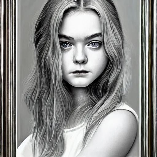 Prompt: professional painting of Elle Fanning in the style of Jeffrey Smith, head and shoulders portrait, symmetrical facial features, smooth, sharp focus, illustration, intricate, stormy weather, extremely detailed masterpiece,