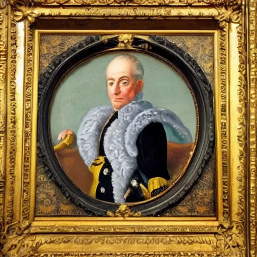 Prompt: french emperor cookie monster, 18th century painting