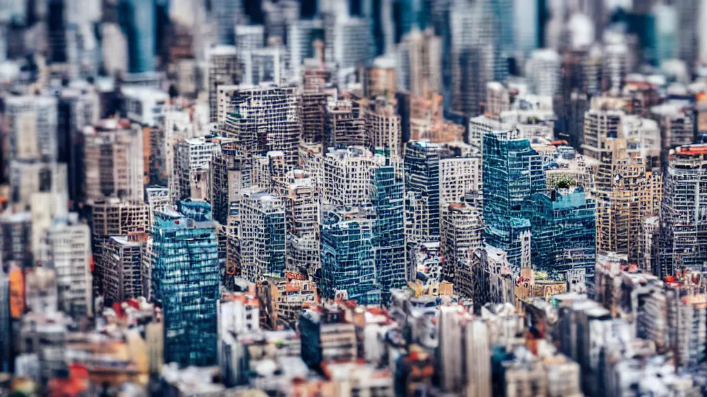 Prompt: a view on a city Tilt-shift lens