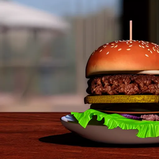 Image similar to A Burger made by HowToBasic, Realistic, HDR, Clear Image, HDD, RTX ON,