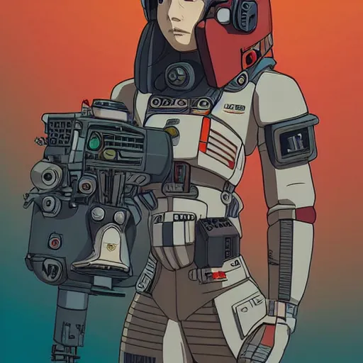 Prompt: full body portrait of a renegade rebel pilot, cool woman, 1 9 8 0 s japanese science fiction, studio ghibli style, by katsuya kondo, illustration, character portrait, concept, detailed masterpiece