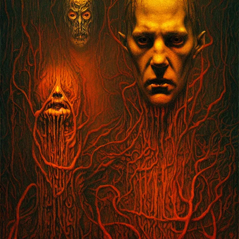 Prompt: horror portrait, lovecraft, concept art by beksinski and jean delville, dramatic lighting, ultra hd, hdr, 8 k