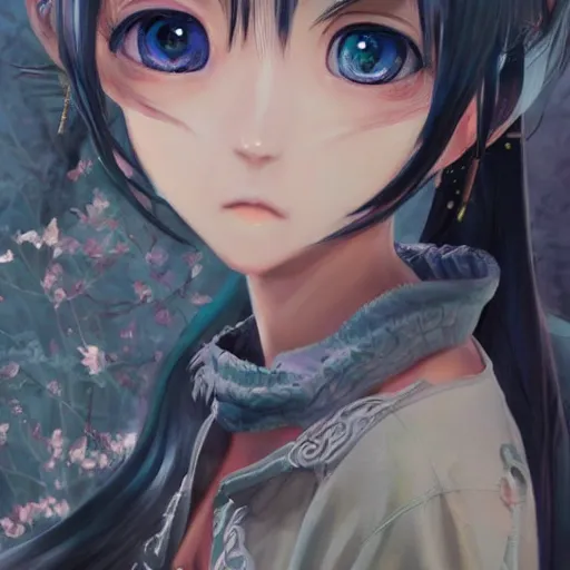 Image similar to dynamic composition, motion, ultra-detailed, incredibly detailed, a lot of details, amazing fine details and brush strokes, colorful and grayish palette, smooth, HD semirealistic anime CG concept art digital painting, watercolor oil painting of a young C-Pop idol girl, by a Chinese artist at ArtStation, by Huang Guangjian, Fenghua Zhong, Ruan Jia, Xin Jin and Wei Chang. Realistic artwork of a Chinese videogame, gradients, gentle an harmonic grayish colors.