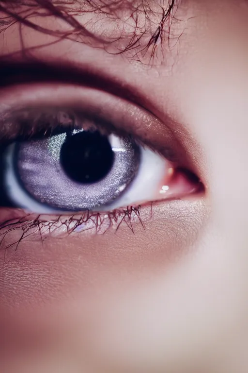Prompt: macro photo of a girl eye, 3 5 mm, bokeh, dof, soft lighting