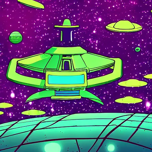 Prompt: Spaceship Battle, 80s Anime Style, extraterrestrial planet, cel shade, pastel color palette