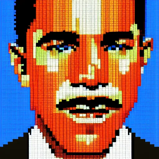 Image similar to portrait of barack obama, pixel art, colorful,