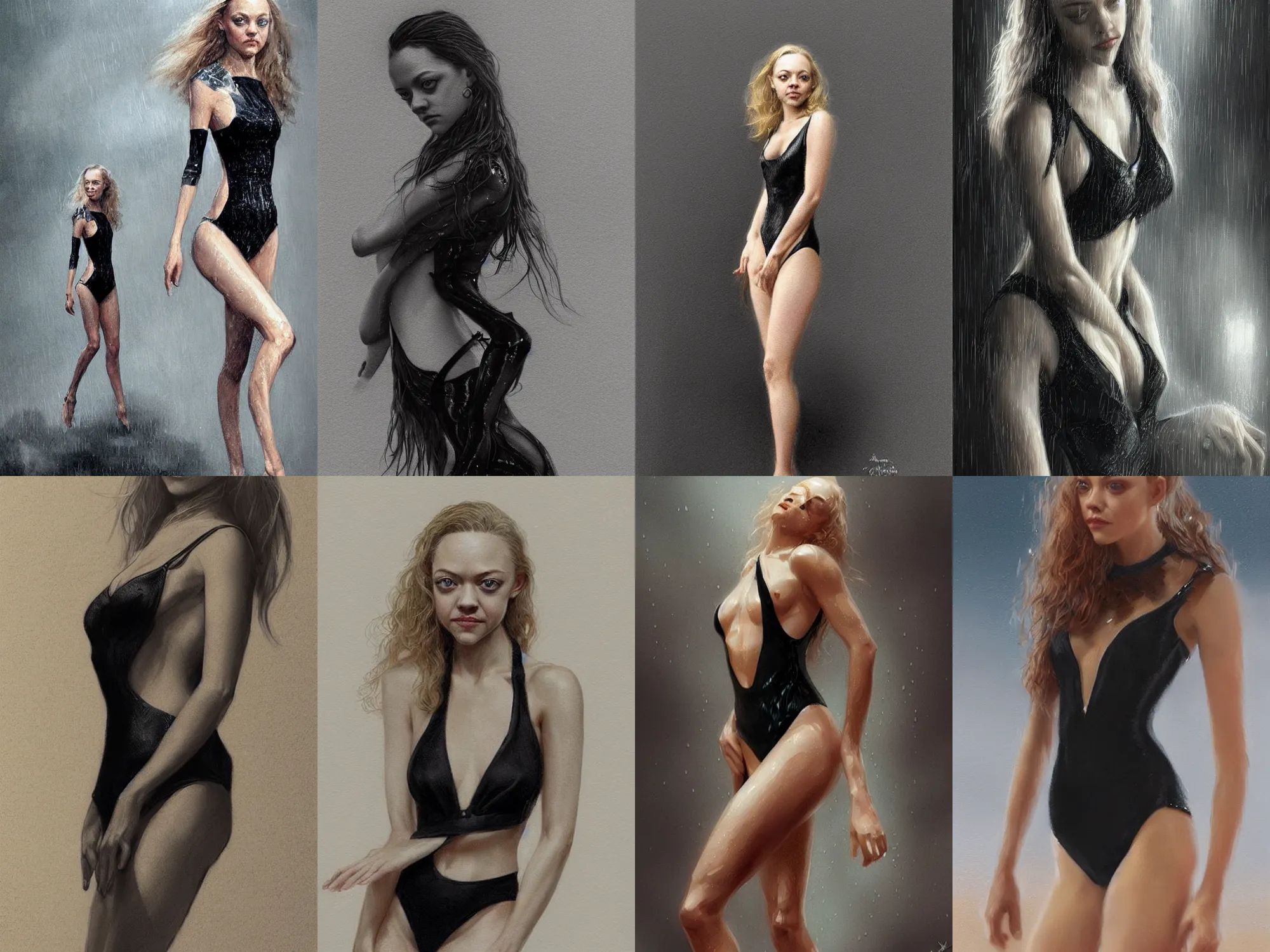 amanda michelle seyfried in a black swimsuit Stable Diffusion