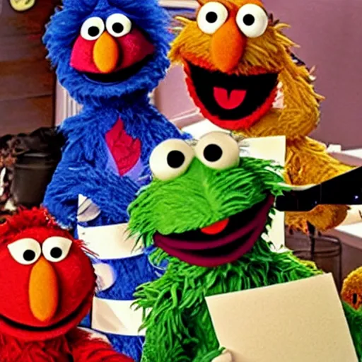 Image similar to sesame street characters playing poker