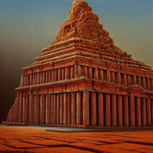 Prompt: The temple of the gods, detailed, immaculate scale, Zdzislaw Beksinski