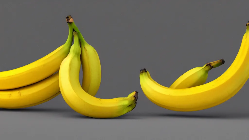 Image similar to a banana, hyperdimensional, 8 k, rim lighting, led, lumen global illumination, opaque, glowing, rubber, ray tracing reflections