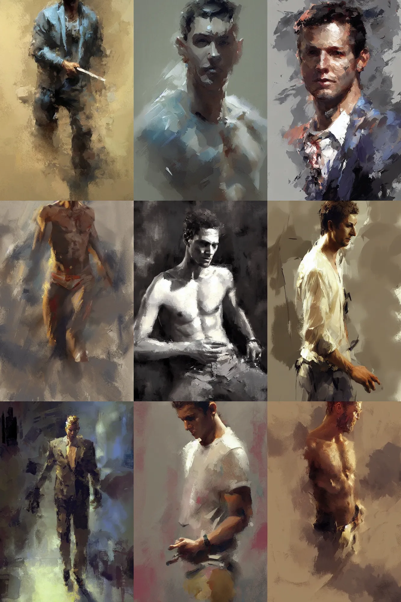 Prompt: attractive male, painting by craig mullins