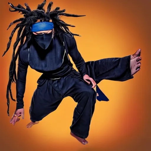 Prompt: ninja with dreadlocks