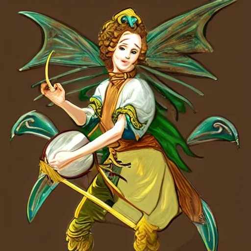 Image similar to A changeling bard. Dungeons and Dragons, Wizards of the Coast, rococo style