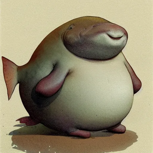 Prompt: ( ( ( ( ( obese rotund flabby cartoon catfish. muted colors. ) ) ) ) ) by jean - baptiste monge!!!!!!!!!!!!!!!!!!!!!!!!!!! by beeple and james gilleard and justin gerard