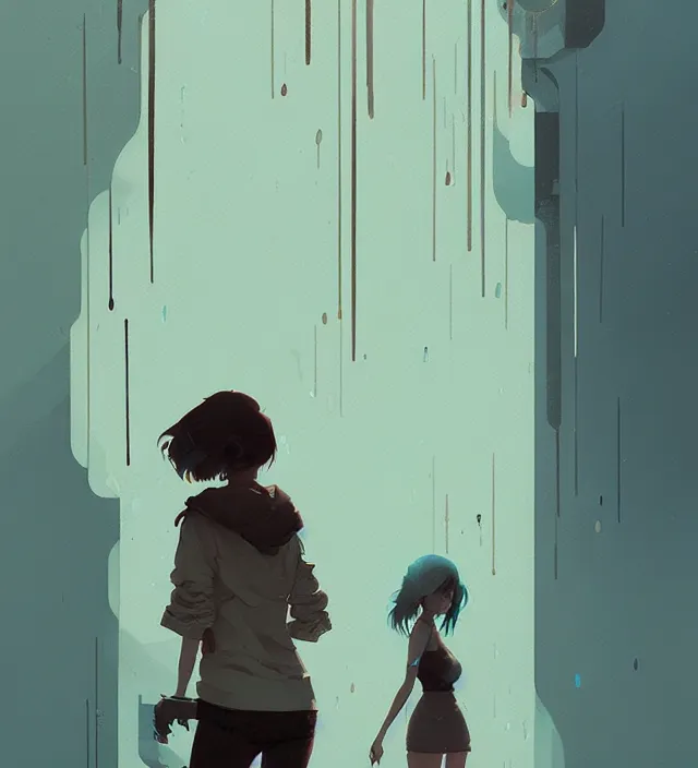 Image similar to the systolic rain, naturel, art style by atey ghailan, greg rutkowski, greg tocchini, james gilleard, joe gb fenton, in kaethe butcher, dynamic lighting, gradient light blue, brown, blonde cream and white color in scheme, grunge aesthetic