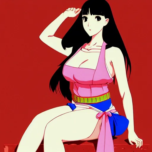 Image similar to a beautiful plus sized model japanese natalie portman, alluring plus sized model, wearing mayan leotard with elegant mayan apron overalls, street fashion hip hop style with mayan patterns, aztec street fashion, gapmoe yandere grimdark, trending on pixiv fanbox, painted by greg rutkowski makoto shinkai takashi takeuchi studio ghibli, akihiko yoshida