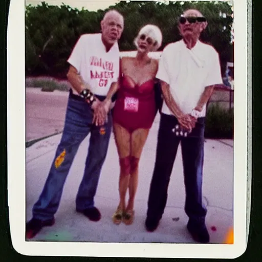 Prompt: found polaroid photo of trash humpers in las vegas