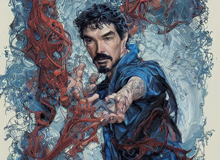 Image similar to a highly detailed powerful portrait of stephen strange, james gurney, james jean