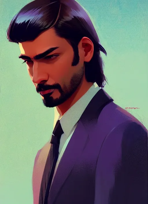 Prompt: a man in his twenties, the indians ， handsome, long hair, suit ， perfect face, symmetric eyes, sharp focus, specular reflection, occlusion shadow, artstation, by ilya kuvshinov and jeremy lipking, light novel cover art, 3 d epic illustrations, symmetric body