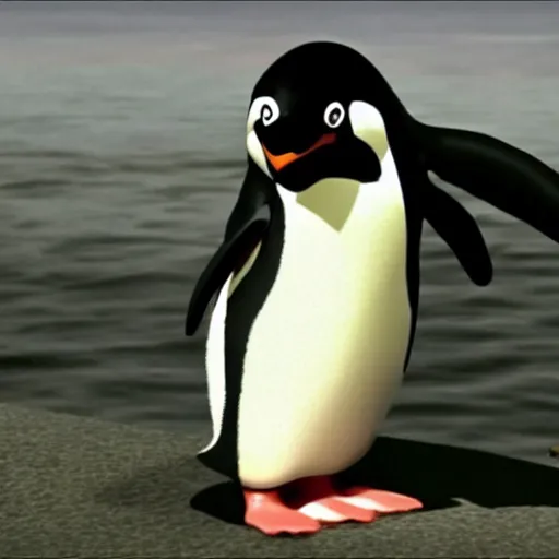 Image similar to a penguin narrating a Morgan Freeman movie for once, high definition