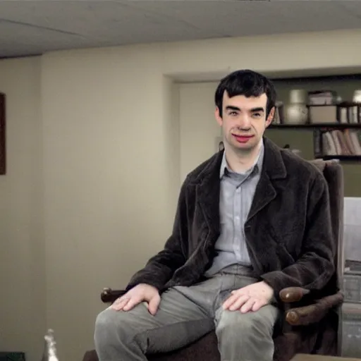 Image similar to nathan fielder watching lord of the rings in a basement