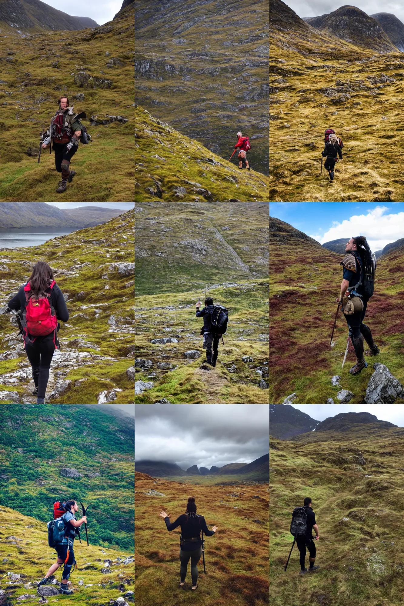 Prompt: Warrior exploring the highlands