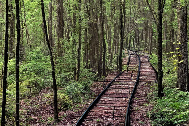 Image similar to long chromet tube, photograph captured in the woods