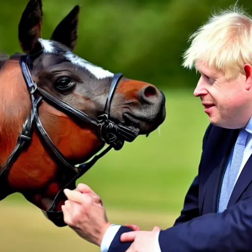 Image similar to Boris Johnson smacks a pony