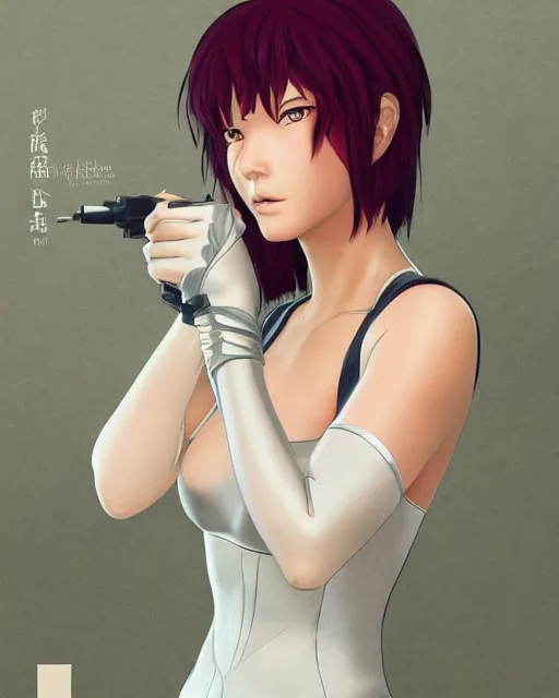 Image similar to weta disney pixar movie still portrait photo of motoko kusanagi ghost in the shell : : as cyborg woman by pixar : : by weta, wlop, ilya kuvshinov, rossdraws, artgerm, marvel, maxim cover, latex, octane render, sweaty, iridescent, bright morning, anime, liosh, mucha : :