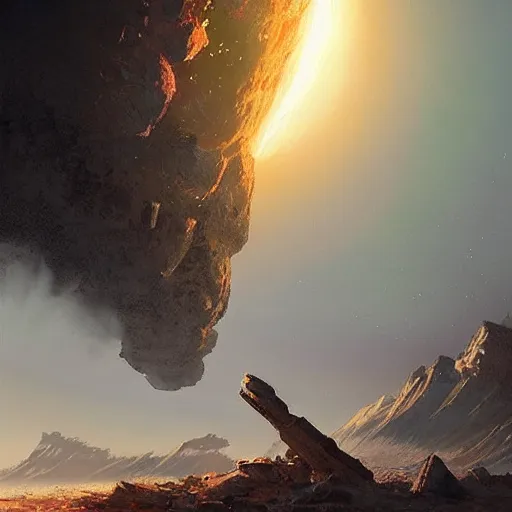 Image similar to an asteroid hitting earth by greg rutkowski