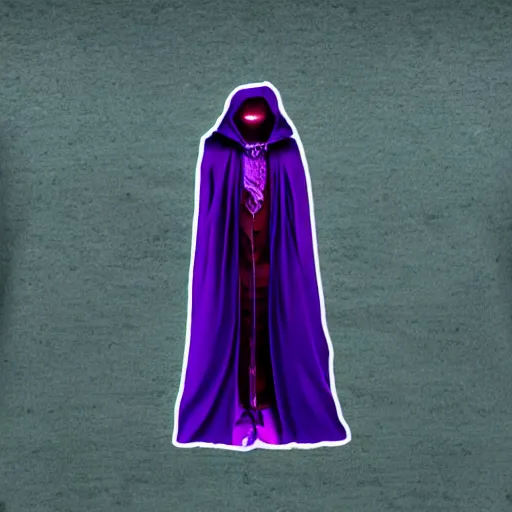 Prompt: creepy cloak, purple, horror style