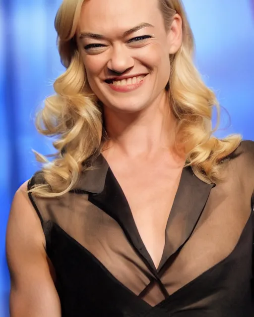 Prompt: a photo of yvonne strahovski wearing a spy outfit