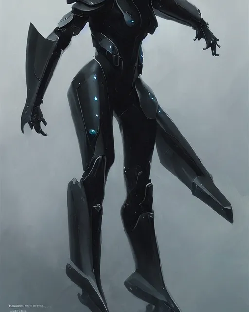 Image similar to smooth sleek black pearlescent wraithbone powerarmor, by greg rutkowski and mark brookes and jim burns and tom bagshaw and magali villeneuve, trending on artstation