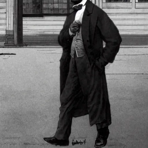 Prompt: abe lincoln is a street walker, style of norman rockwell, rule of thirds, sharp.