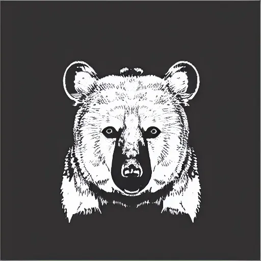 Prompt: Radiohead logo, a black and white image of a bear's head, an album cover by Yasutomo Oka, sots art, official art