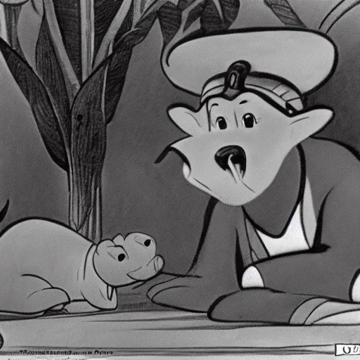 Image similar to 1 9 4 5 disney cartoon about capybaras in love