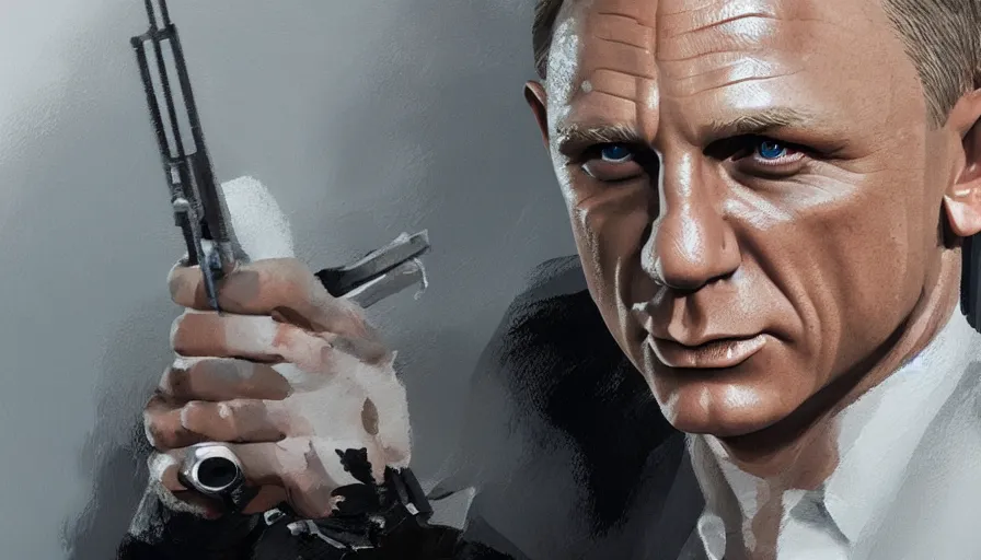 Prompt: daniel craig hand painted figurine, hyperdetailed, artstation, cgsociety, 8 k