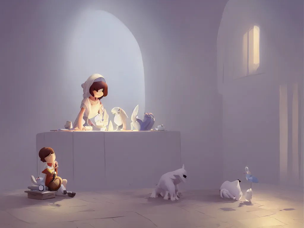 Image similar to the annunciation by goro fujita, trending on artstation, 8k, highly detailed