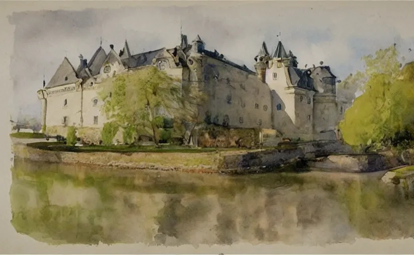 Image similar to orebro castle aquarelle painting by anders zorn