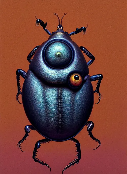 Image similar to anthropomorphic highly detailed group portrait of funny mr bean neon giant cute eyes trilobyte beetle, intricate, elegant, digital painting, artstation, concept art, smooth, sharp focus, art by artgerm, bob eggleton, michael whelan, stephen hickman, richard corben, wayne barlowe and greg rutkowski and alphonse mucha, 8 k