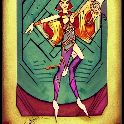 Image similar to elf mage, fantasy, art deco, trending on devianart, detailed