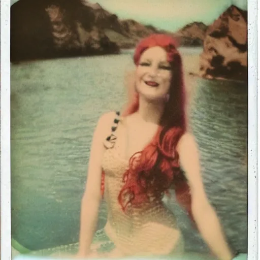 Image similar to vintage mermaid, polaroid