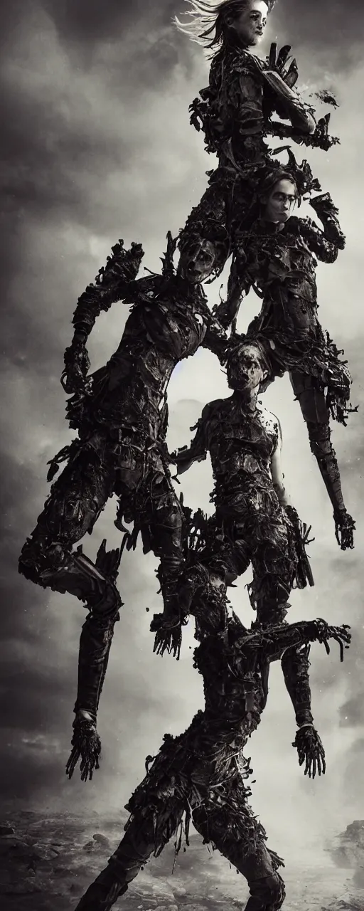 Image similar to Emma Watson fractal armour twinned conjoined sisters action poses dishevelled photorealistic portrait grimy sweating wet face dirty t-shirt and torn jeans in broken biomechanical fractal armour abandoned exploding sci-fi gas station, dark and dim atmospheric smog trending on artstation 8k matte painting, dramatic lighting, dramatic shadows professional photograph by Irving Penn Abumi zuri no kawa Agemaki Agemaki no kan Ago no o benri Aibiki Aida kanamono Aka Akoda nari bachi Art ASA Asa no ha gusari Ase nagashi no ana B Bachi Bishamon gote Boko no ita Bitsu Bugyo Byo Byo gashira Byo toji yokohagi okegawa dō C Choban Chochin kabuto Chokin Chotsugai Chotsugai Kugi D Daku Akuma Daisha Guchi Daimyō Dangaye Dō Dō Dō Maru E Eboshi Eboshi Nari Bachi Edo Egawa Emi men Etchu bo Etchu haidate Etchu jikoro Etchu suneate Etchu zunari bachi F Fukigaeshi Fukube Fukurin Fuse Gumi Fusube Gawa G Gashira Gattari Gendai Gessan Gessan Jikoro Go-Mai Dō Goshozan Gumbai Gunsen Guru-wa Gusoku Gusoku bitsu Gyoyo H Hachi Hachigane Hachiman za Himo Hachi tsuke no ita Haidate Haku hatsu men Hana Hanagami bukuro Hanbo Happuri Haraidate dai Haramaki Harikake Harikake bachi Hatomune dō Heichozan Hige Hiji gane Hineno jikoro Hineno zunari bachi Hiro sode Hishi nui Hishi nui no ita Hishi nui dō Hishi toji Hishi toji dō Hishi toji hotoke dō Hitai ate Hitsu Hoate Hodo haidate Hon iyo zane Hon kozane Hoshi Hoshi bachi Hotoke dō I Ichi no tare Igaki