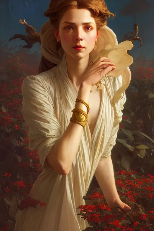 Prompt: sargent, leyendecker, greg hildebrandt, highly detailed portrait of a woman with long hair, dress of fantasy gold, stephen bliss, unreal engine, by greg rutkowski, loish, ferdinand knab, ilya kuvshinov, rossdraws, tom bagshaw, alphonse mucha, global illumination, radiant light, detailed and intricate environment