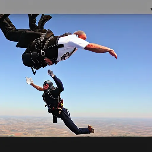 Image similar to joe biden sky diving, action photography