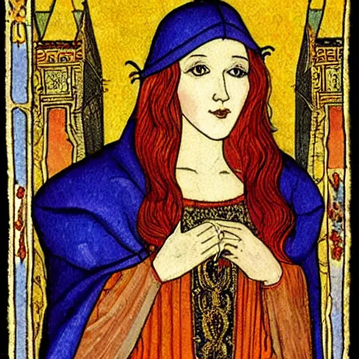 Prompt: beautiful young medieval queen by ivan bilibin