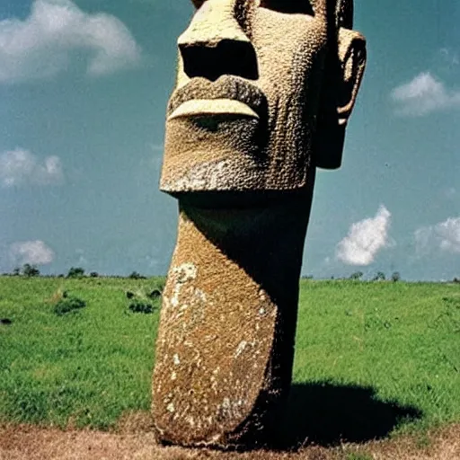 Image similar to easter island head that looks like frank zappa