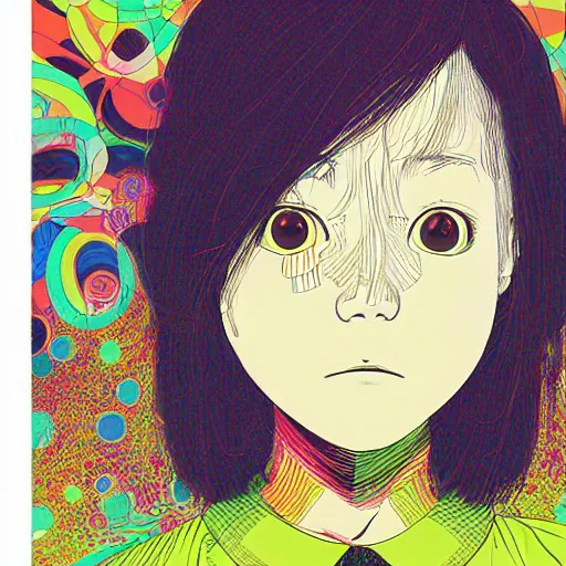 Image similar to a portrait of a girl by inio asano, beeple and james jean, hiroyuki takahashi color scheme