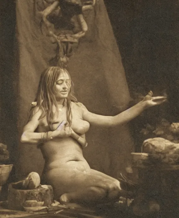 Prompt: photograph of a pagan female performing a fertility ritual